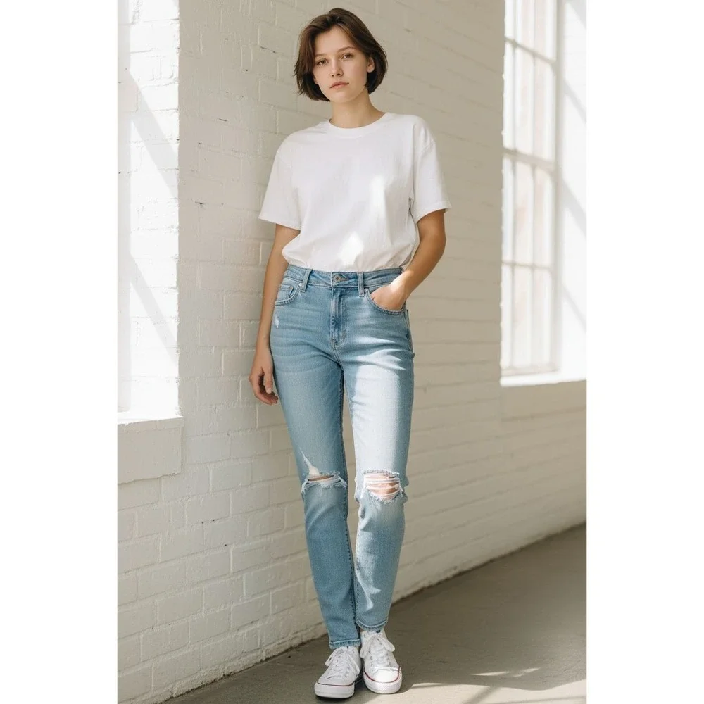 Hollister Low-Rise Super Skinny Distressed Light Wash Jeans W24 L30 0R
